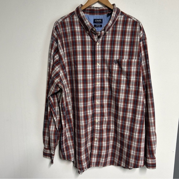 Chaps Men's 4XB Plaid Button Down Shirt Colorful Button Collar Stretch Comfort - Picture 1 of 14